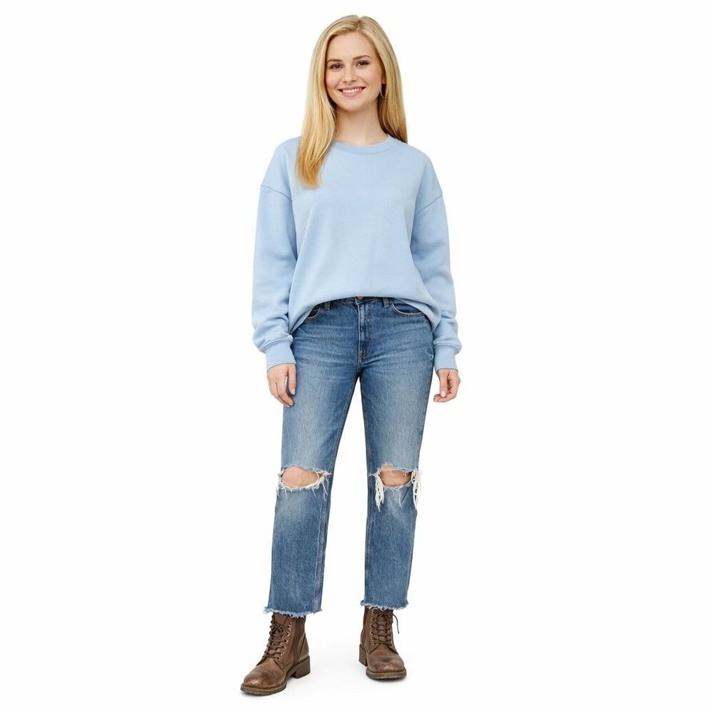ZARA Womens Size 6 Distressed High-Waist Straight-Leg Jeans